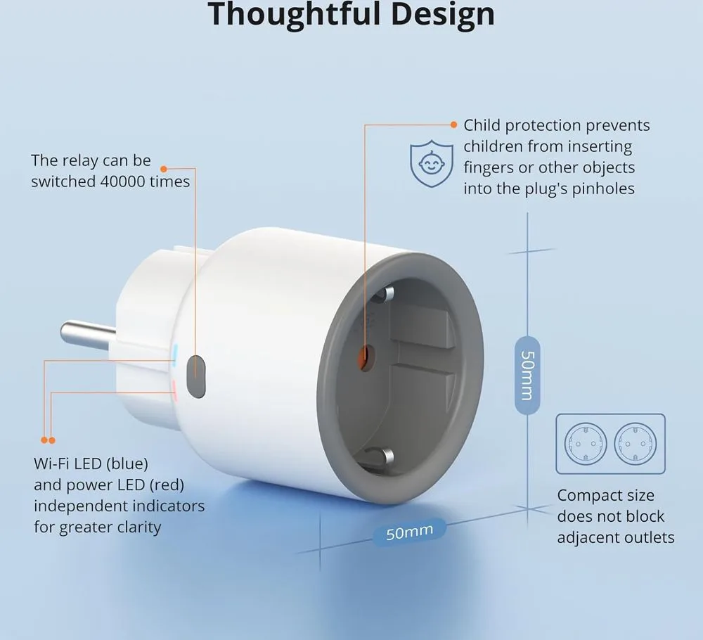 SONOFF smart αντάπτορας ρεύματος S60TPF, μονός, 4000W, WiFi, λευκός — εικόνα 5
