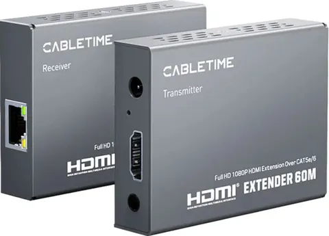 CABLETIME HDMI video extender CT-HEHD-FG60 μέσω καλωδίου RJ45, 1080p/60Hz, έως 60m