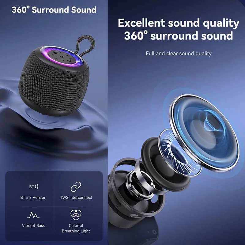 USAMS φορητό ηχείο US-YX014, 10W, Bluetooth, 1200mAh, μαύρο — εικόνα 2