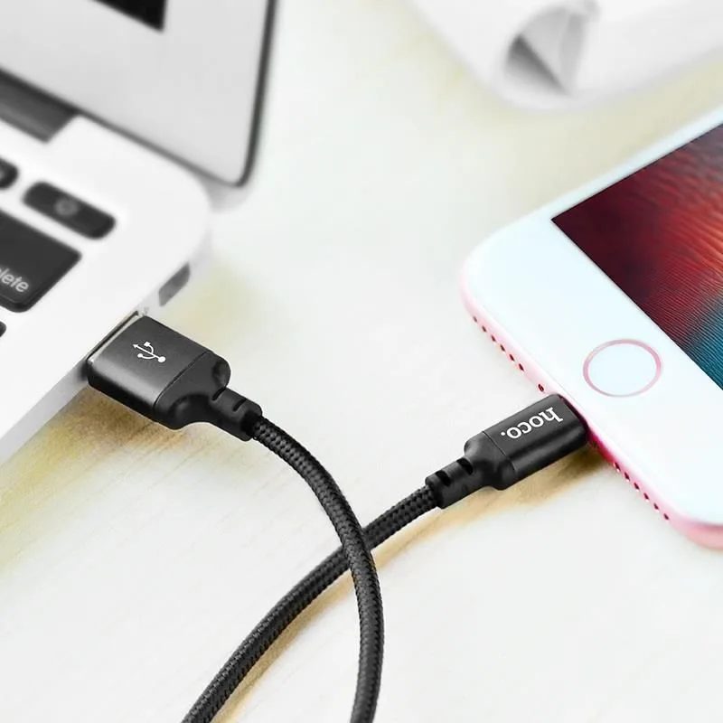 HOCO X14 Times Speed Lightning Charging Cable(L=2M), μαύρο — εικόνα 3