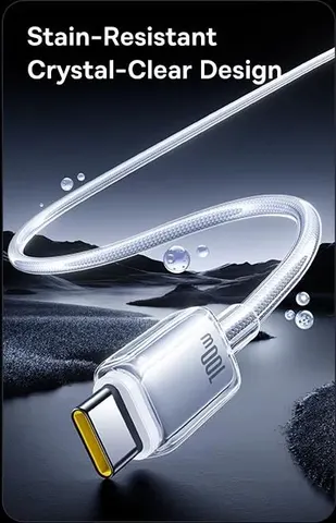 BASEUS Crystal, καλώδιο ΓΡΗΓΟΡΗΣ φόρτισης,Type-C, 100W, 2m, λευκό