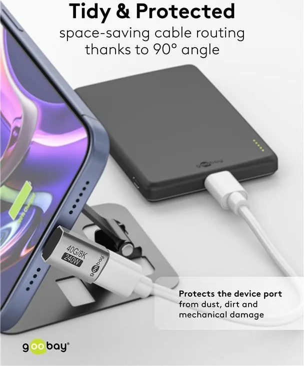 GOOBAY αντάπτορας USB-C 74442, γωνιακός 90°, USB4, 240W, 40Gbps, 8K, γκρι — εικόνα 2