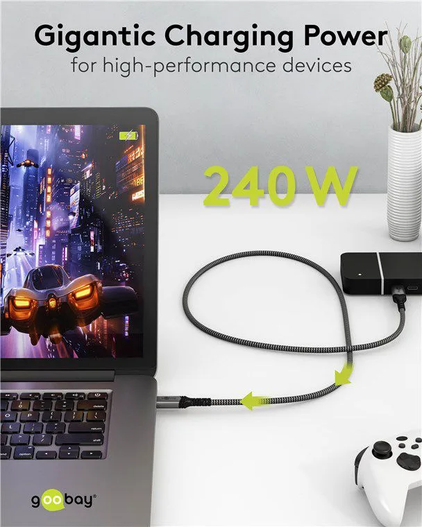 GOOBAY καλώδιο USB-C 74212, USB4, 240W, 40Gbps, 8K/60Hz, 1.5m, γκρι — εικόνα 2