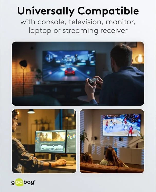 GOOBAY καλώδιο HDMI 2.2 80073, 16K/60Hz, 96 Gbps, 0.50m, μαύρο — εικόνα 6