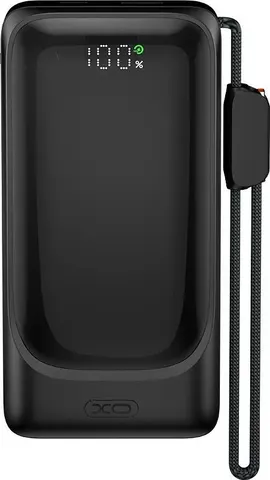 XO PR282, Powerbank, 10000MAh, 22.5W, οθόνη LED, με καλώδιο Type-C, μαύρο