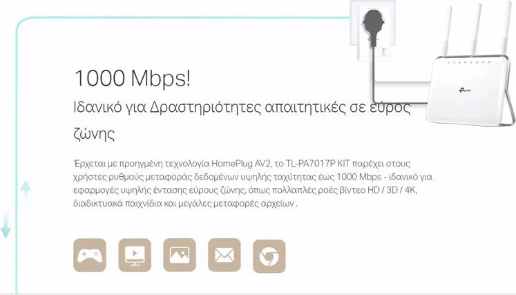 TP-LINK Powerline kit TL-PA7017P, Passthrough, AV1000 Gigabit, Ver. 4.0 — εικόνα 2