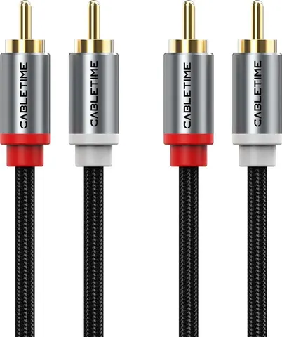 CABLETIME καλώδιο ήχου 2x RCA σε 2x RCA CT-RCA, 1m, μαύρο
