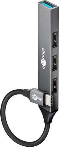 GOOBAY USB hub 74457, 4x θυρών, USB 3.2, 5Gbps, USB-C σύνδεση, γκρι