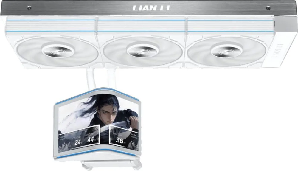 LIAN LI HydroShift II OLED Curved 360P28 - 360mm AIO Water Cooling - 6.67" 2Κ Display - White — εικόνα 3