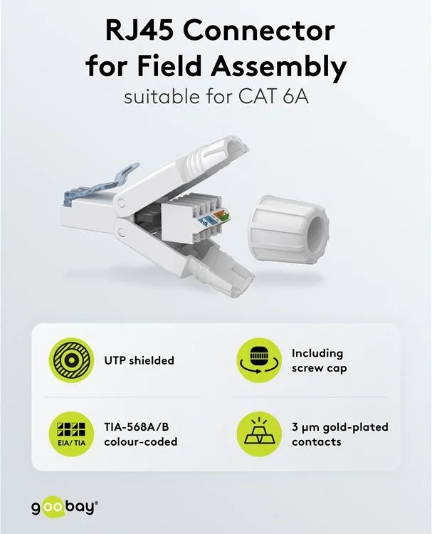GOOBAY βύσμα RJ45 65941, CAT 6A UTP, tool-free, λευκό — εικόνα 2