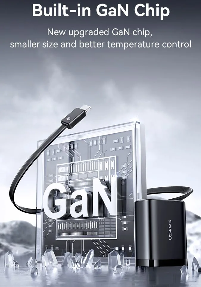 USAMS φορτιστής τοίχου CC296 με καλώδιο, USB & USB-C, 30W, μαύρος — εικόνα 6