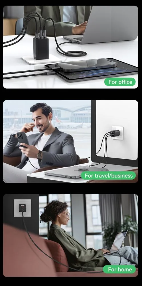 USAMS φορτιστής τοίχου CC265, USB & 2x USB-C, 67W, GaN, λευκός — εικόνα 6