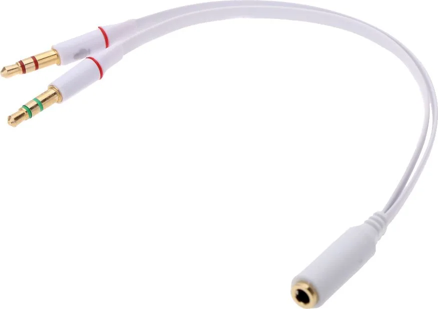 POWERTECH καλώδιο 2x 3.5mm σε 3.5mm θηλυκό CAB-J048, 0.2m, λευκό — εικόνα 2