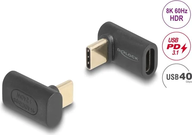 DELOCK αντάπτορας USB-C 60246, αρσενικό σε θηλυκό, 240W, 40Gbps, μαύρος — εικόνα 2
