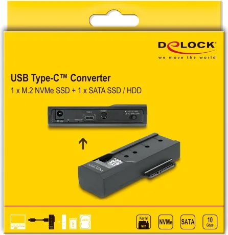 DELOCK docking station για M.2 NVMe/SATA ή 2.5"/3.5" SSD/HDD 64253, 10Gbps, μαύρο — εικόνα 5
