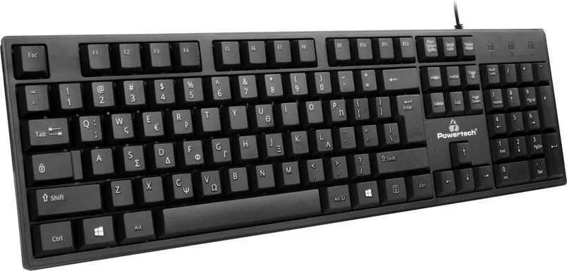 POWERTECH πληκτρολόγιο PT-1074, ενσύρματο, EN/GR, μαύρο — εικόνα 2