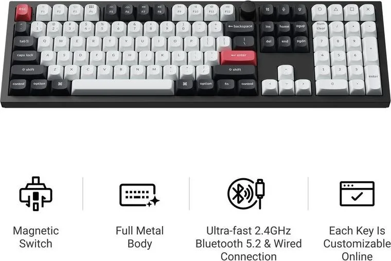 Keychron Q6 HE (Q6H-M1) QMK Wireless Custom Hall Effect Keyboard Purple Switch 100% US Layout — εικόνα 4