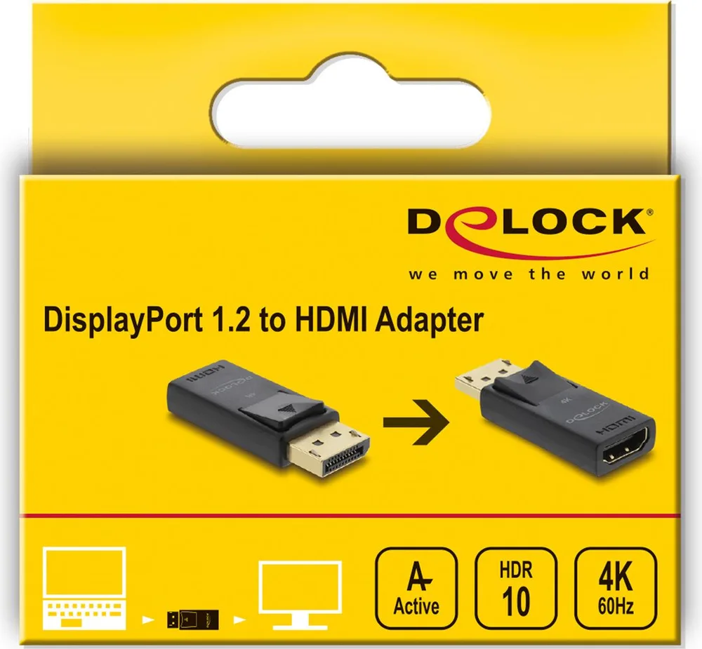 DELOCK αντάπτορας DisplayPort σε HDMI 61086, 4K/60Hz, active, μαύρος — εικόνα 3