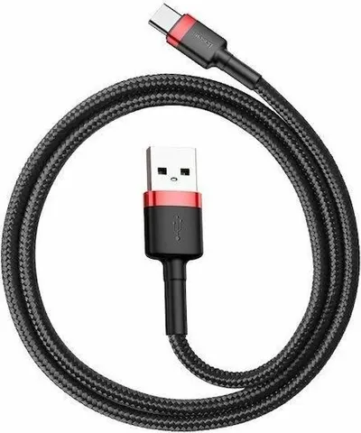 BASEUS Cafule, καλώδιο φόρτισης, USB ΣΕ Type-C, 0.5m, 3A, Κοκκινο+μαυρο