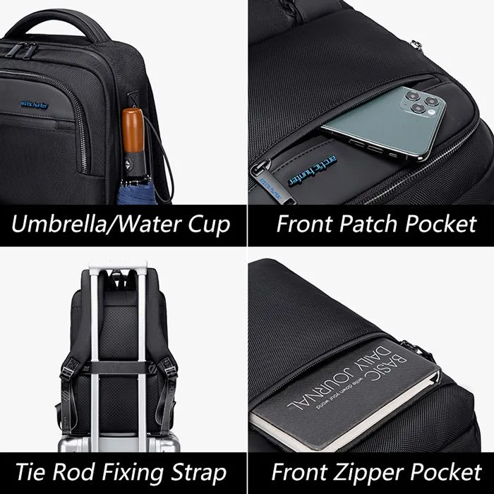 ARCTIC HUNTER τσάντα πλάτης B00477 με θήκη laptop 15.6", 18L, μαύρη — εικόνα 3