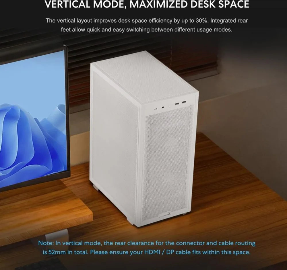 LIAN LI Dan-B4 White - mATX Mesh - PC Gaming Case - 2x 120mm Fans Included - GPU Support 358.9mm — εικόνα 4