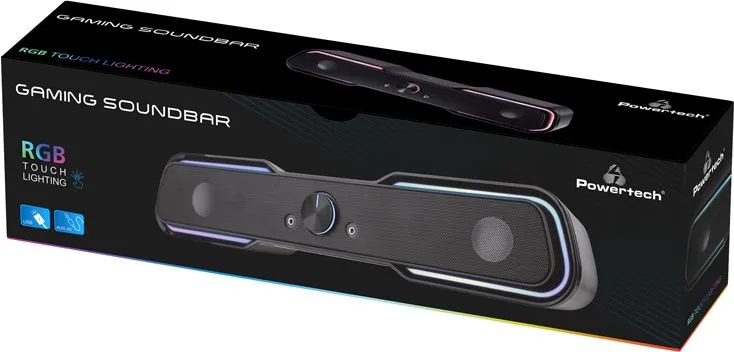 POWERTECH gaming soundbar PT-974, 10W RMS, Bluetooth, 3.5mm, RGB, μαύρο — εικόνα 3