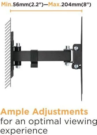 POWERTECH επιτοίχια βάση τηλεόρασης PT-1128, 23-43", έως 30kg, full motion — εικόνα 4