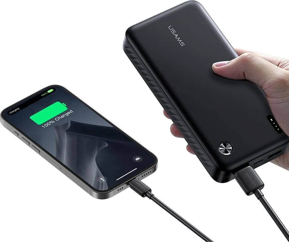 USAMS power bank CD254, 2x θύρες εξόδου, 20000mAh, 10W, μαύρο — εικόνα 6