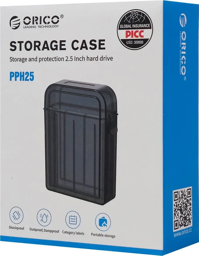 ORICO θήκη προστασίας για 2x 2.5" HDD PPH25, γκρι/διάφανη — εικόνα 5
