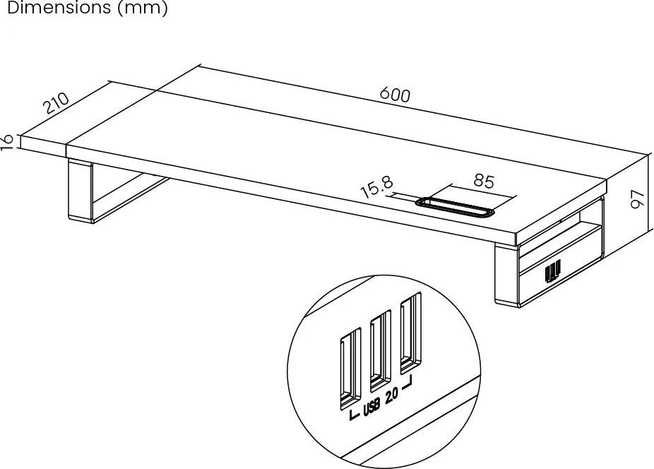 BRATECK επιτραπέζια βάση για οθόνη/laptop STB-118 με 3x USB θύρες, 17-32", έως 20kg, μαύρη — εικόνα 7