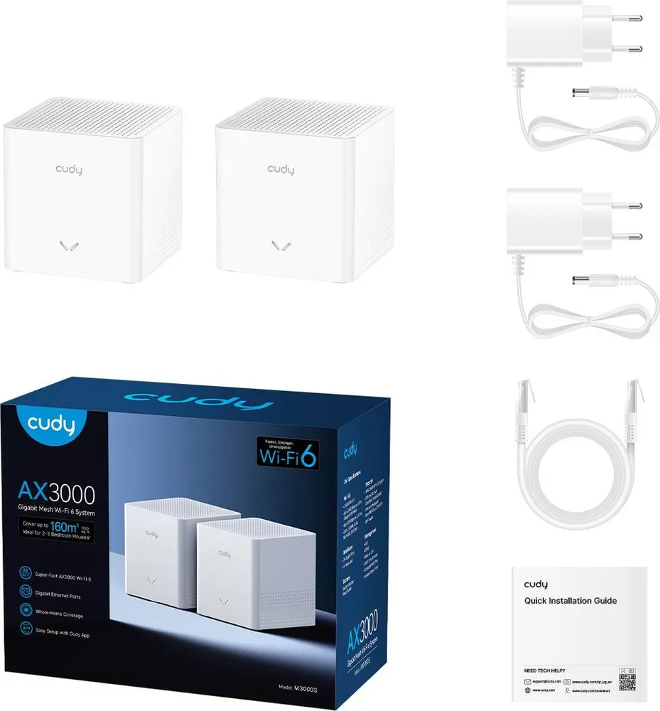 Cudy M3000S AX3000 Gigabit Mesh WiFi 6, 2 Pack — εικόνα 2
