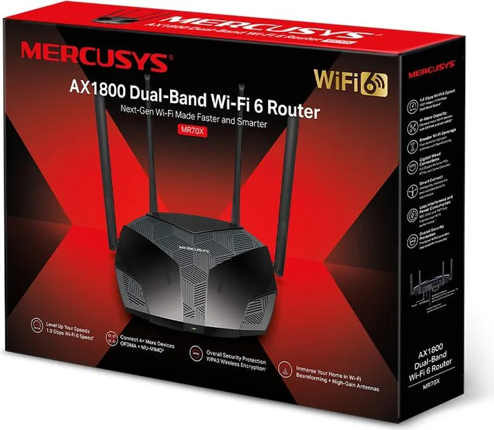 MERCUSYS router MR70X, Wi-Fi 6, 1800Mbps AX1800, Dual Band, Ver. 1.0 — εικόνα 4