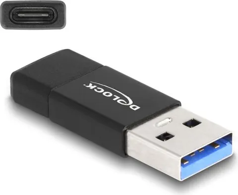 DELOCK αντάπτορας USB 3.2 Gen 2 σε USB-C 60001, 10Gbps, μαύρος