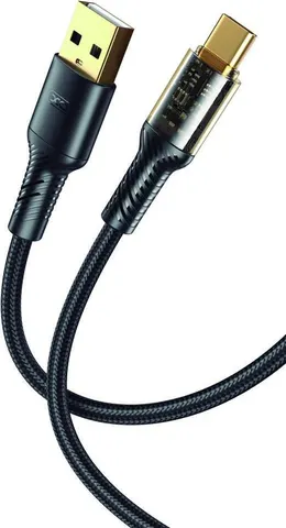 XO NB229 καλώδιο φόρτισης Type-C, διάφανο βύσμα, μαύρο