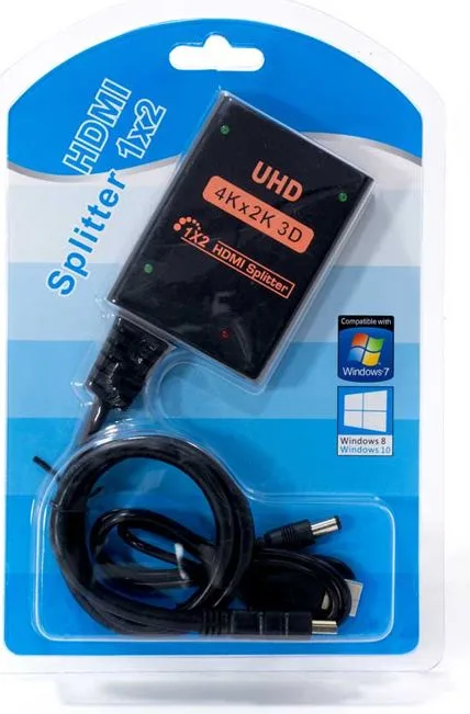 POWERTECH HDMI splitter CAB-H173, 1-in σε 2-out, 4K/30Hz, HDR/HDCP, μαύρο — εικόνα 4
