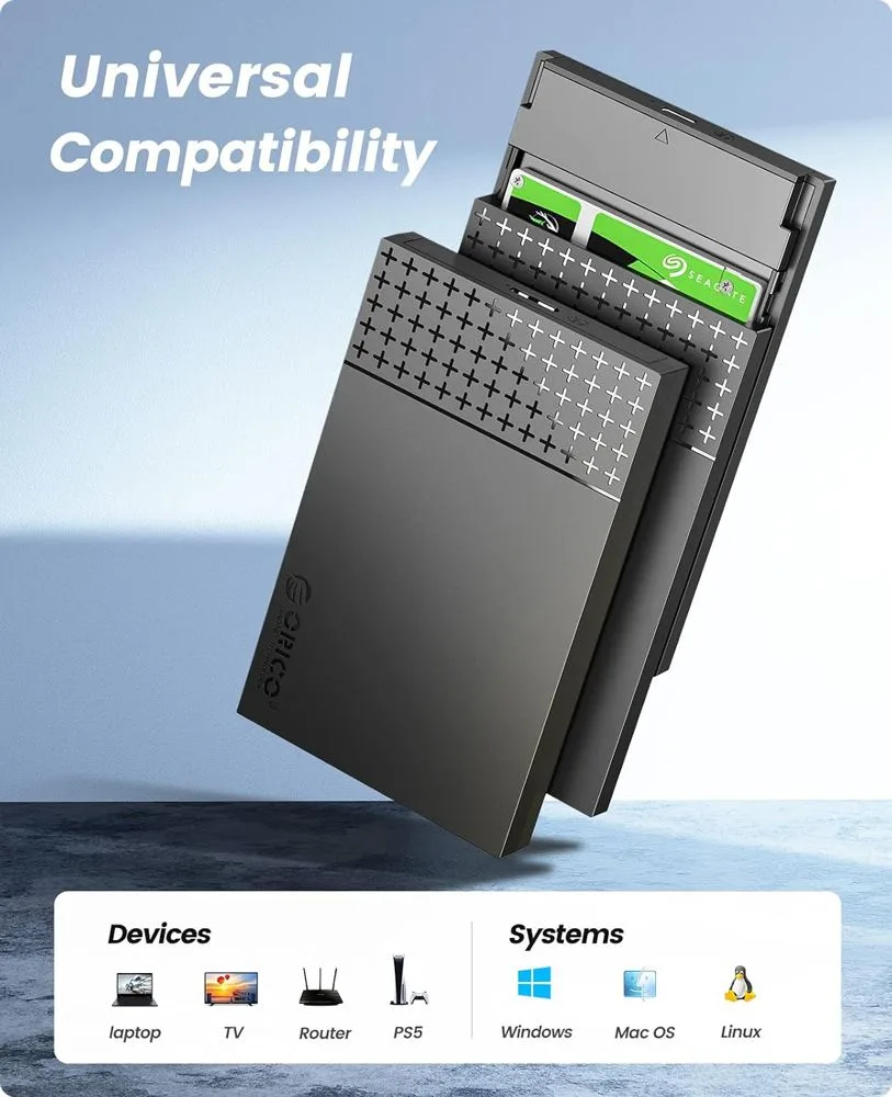 ORICO θήκη για 2.5" SATA HDD/SSD 2526U3-V1, 5Gbps, μαύρη — εικόνα 4