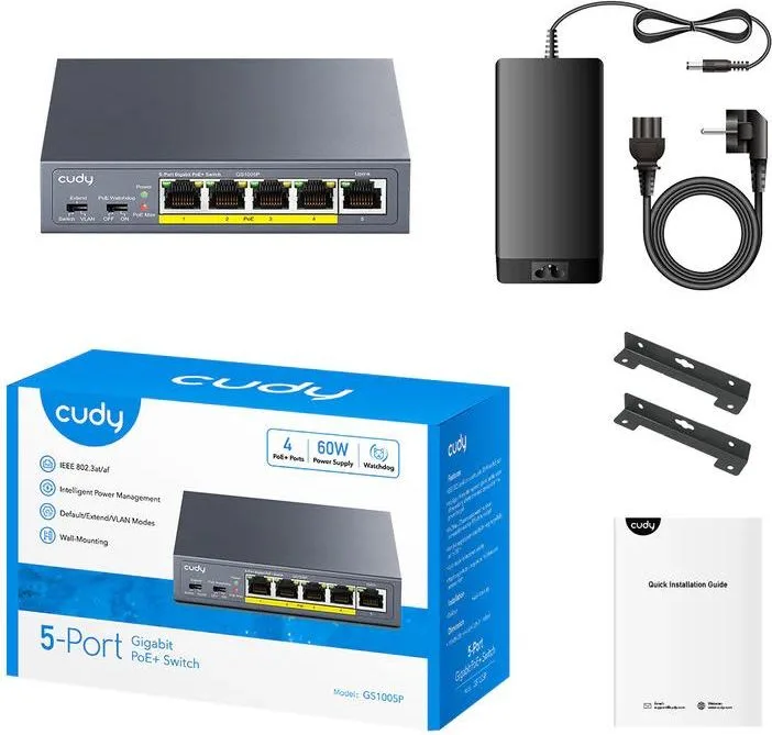 Cudy GS1005PTS1 5-PORT Gigabit Poe+ Switch With 1 SFP Port 120W V2.0 — εικόνα 2