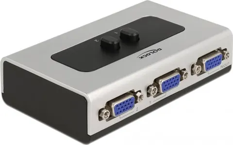 DELOCK VGA switch 87758, 2 σε 1, bidirectional, 1080p/60Hz, ασημί