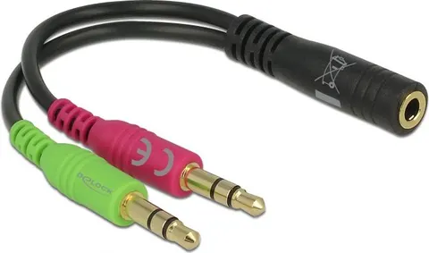 DELOCK καλώδιο 3.5mm σε 2x 3.5mm 65459, CTIA, 12cm, μαύρο
