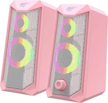 HAVIT SK202 ηχεία 2.0, USB 2.0, με LED, ροζ