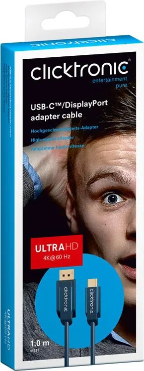 CLICKTRONIC καλώδιο DisplayPort σε USB Type-C 44931, 4K/60Hz, 1m, μπλε — εικόνα 2