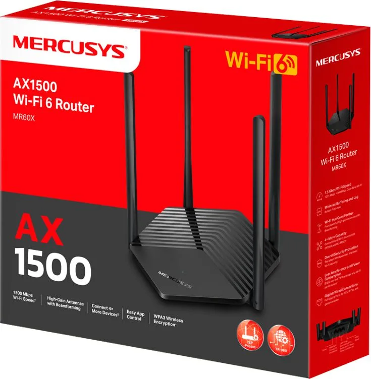 MERCUSYS router MR60X, Wi-Fi 6, 1500Mbps AX1500, Dual Band, Ver. 2.0 — εικόνα 3