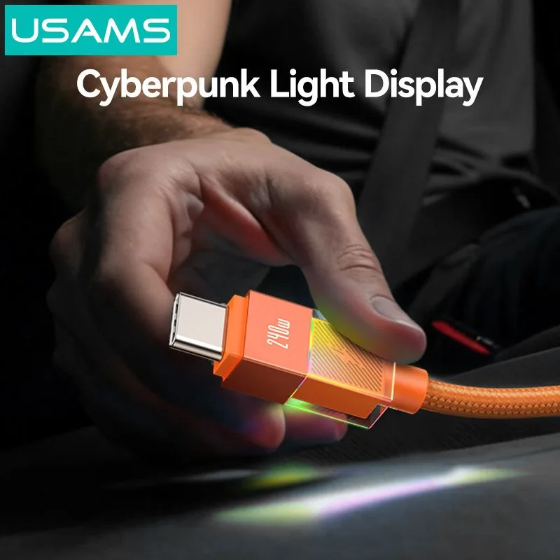 USAMS καλώδιο USB-C SJ775, 240W, 480Mbps, 1.2m, πορτοκαλί — εικόνα 2