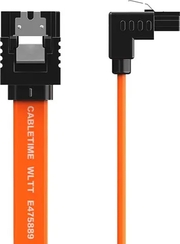 CABLETIME καλώδιο SATA III CT-SATA3R, γωνιακό, 6Gbps, 0.50m, πορτοκαλί