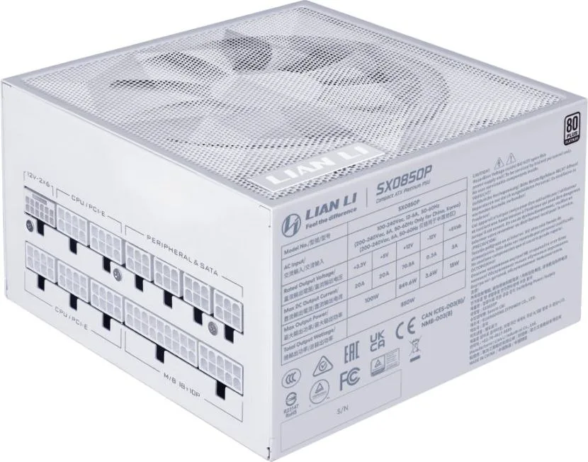 LIAN LI SX 850P White - PLATINUM 850W - ATX 3.1 - 12V-2x6 - Japanese Capacitor - 10 Years Warranty — εικόνα 2