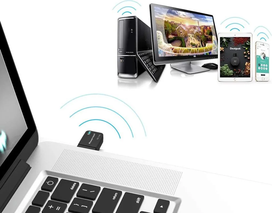 POWERTECH ασύρματος USB αντάπτορας δικτύου PT-1450, 1300Mbps dual band WiFi — εικόνα 2