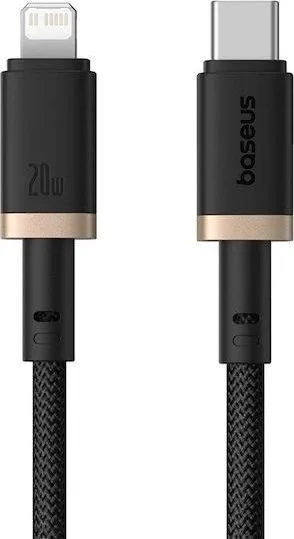 BASEUS Dura Series, καλώδιο ΓΡΗΓΟΡΗΣ φόρτισης, Type-C ΣΕ Lightning, 20W, 2m, Χρυσο-Μαυρο — εικόνα 2
