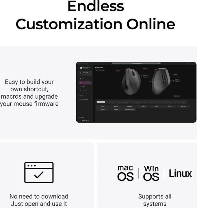 Keychron M5 (M5-A23) Wireless Ergonomic Vertical Mouse 8K Polling Rate Black — εικόνα 8