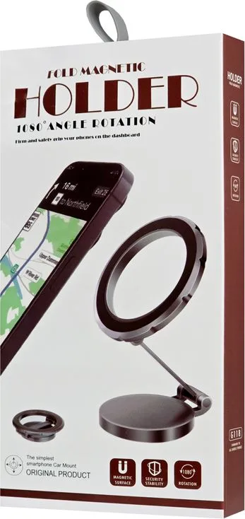 POWERTECH βάση smartphone αυτοκινήτου PT-1356 για ταμπλό, μαγνητική, μαύρη — εικόνα 7
