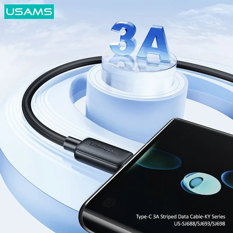 USAMS καλώδιο USB-C σε USB US-SJ693, 3A, 480Mbps, 2m, μαύρο — εικόνα 2